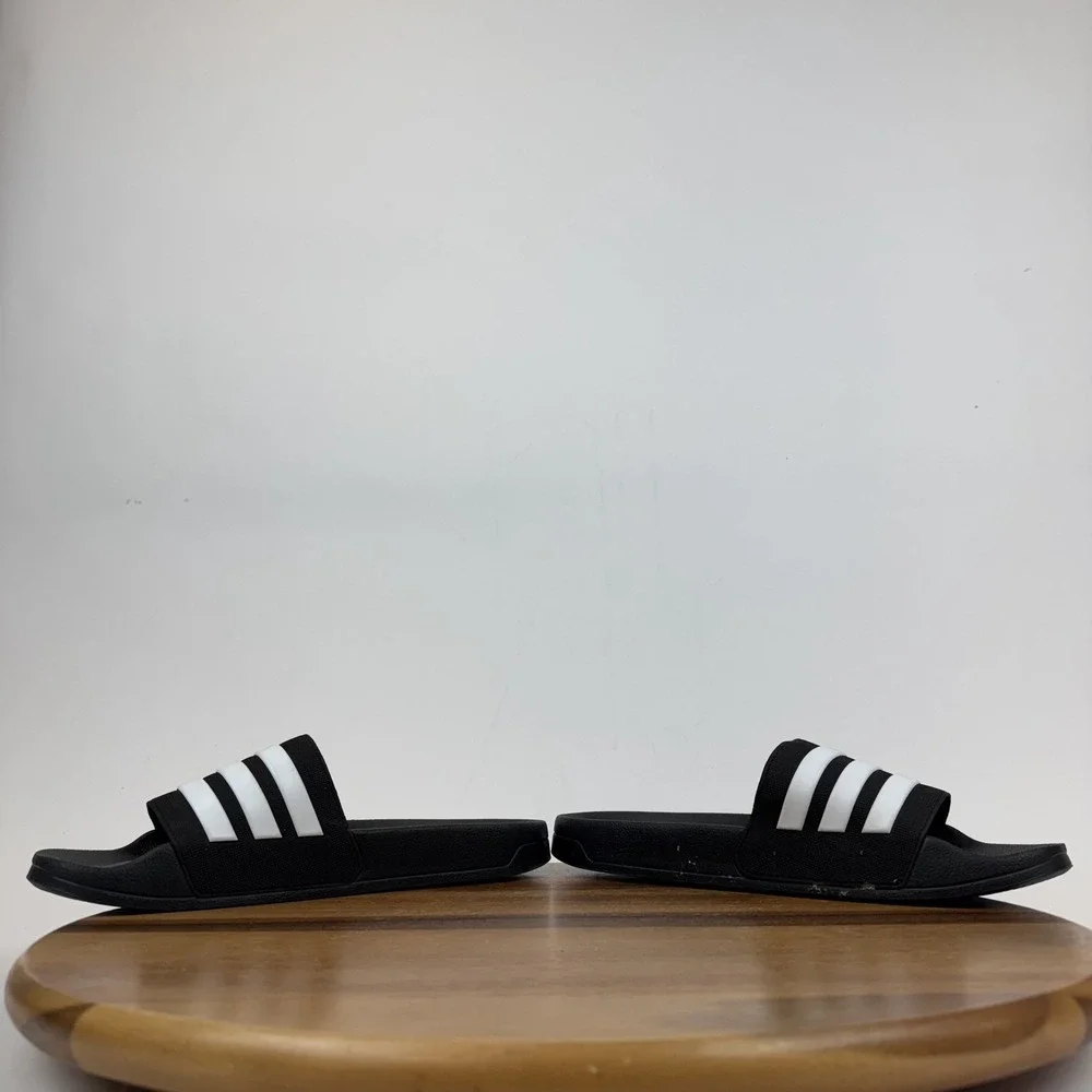 New Mens Adidas Adilette Shower Slide Black White Casual Sandals Size  11 M NWOB